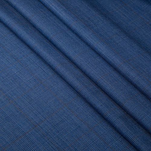 Шерсть костюмная 025-19940 сине-голубой клетка