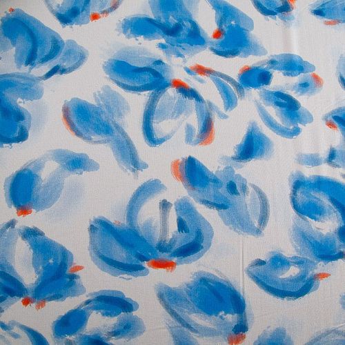 Штапель 069-17527 бело-голубой принтованный