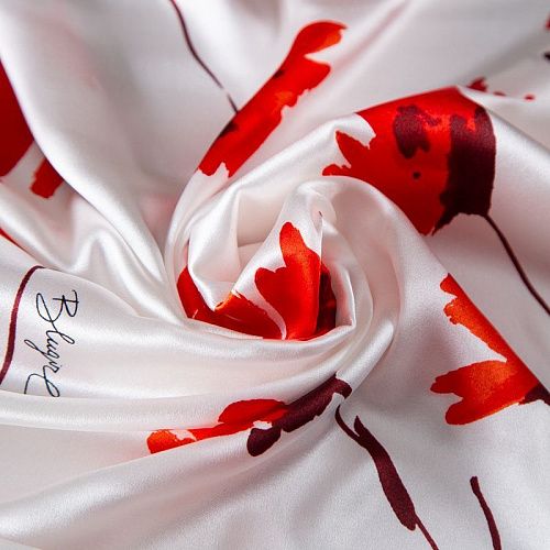 Шелк натуральный стрейч Blumarine 064-20071 молочный принтованный