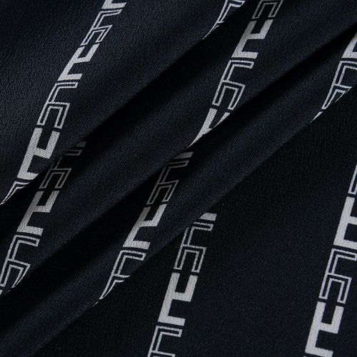 Крепдешин натуральный 028-11941 черный принтованный