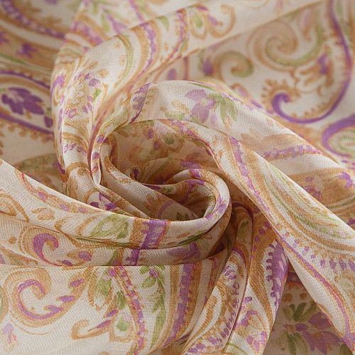 Шифон 068-17387 разбеленный желтый принтованный