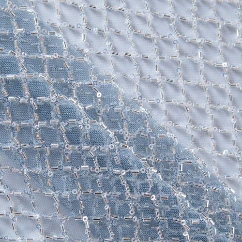Сетка со стеклярусом 050-13581 серо-голубой