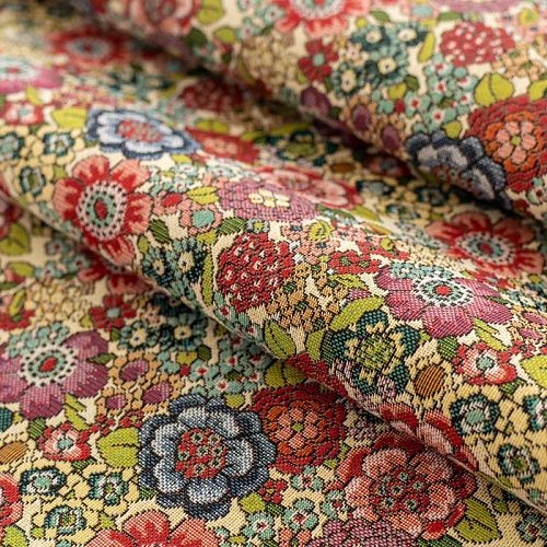 Гобелен гостиный Т472-02-07 бежевый цветы