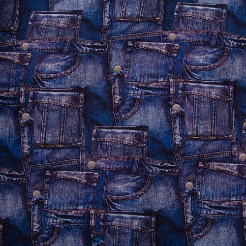 Крепдешин шелковый 028-20287 синий принтованный