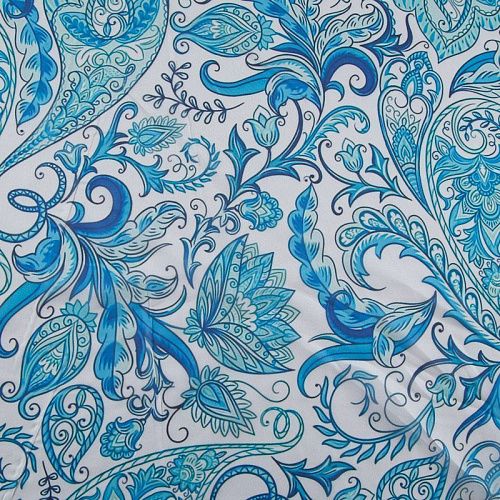 Шифон 068-17373 лазурно-голубой принтованный