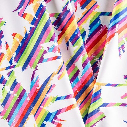 Лайкра К33-482 белый принтованный