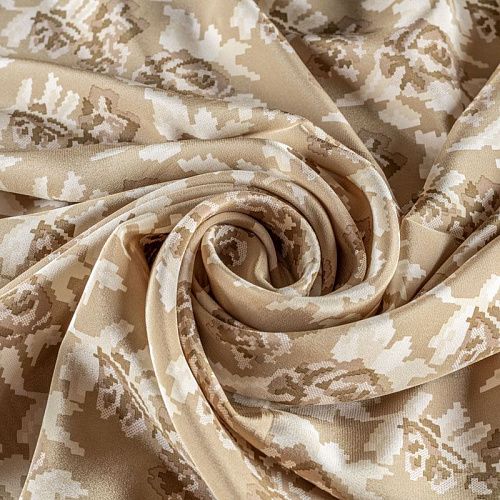 Крепдешин натуральный К4-0015 серо-бежевый принтованный