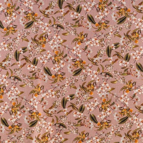 Шелк-шерсть натуральный К36-118 старо-розовый принтованный