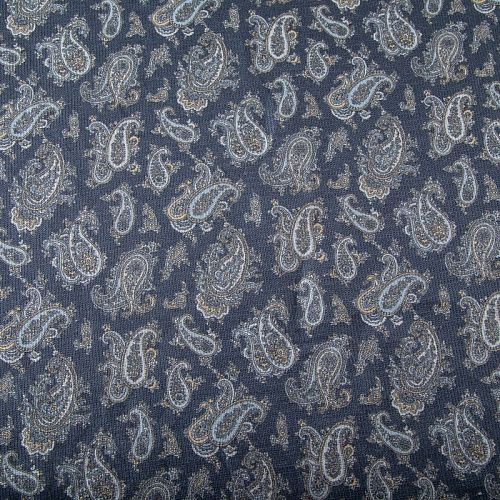 Лен натуральный 035-19901 сине-серый принтованный