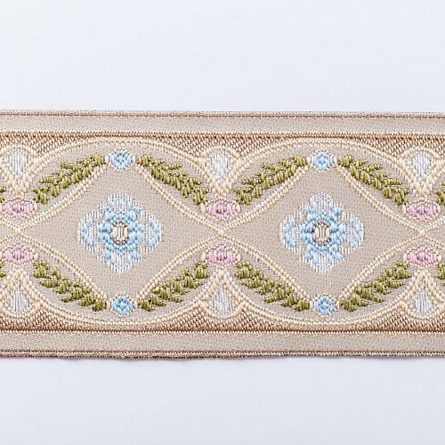 Бордюр велюровый 6 см 0000-357-104-026 бежевый с узором