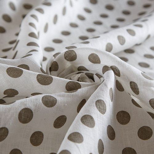 Лен-вискоза 035-14444 молочный принтованный