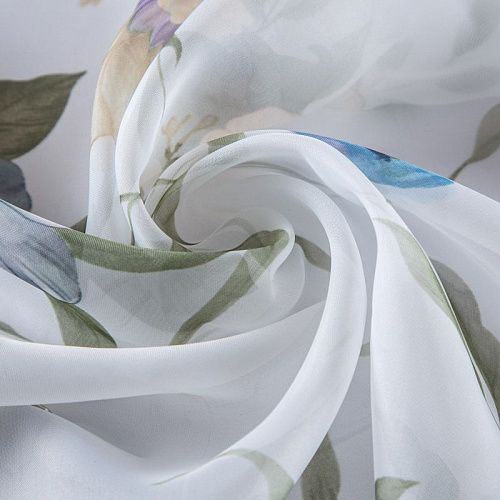 Тюль вуаль без утяжелителя 03-01-13779 белый принтованный