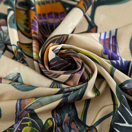 Трикотаж холодный 056-20201 экрю принтованный