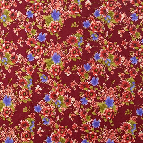 Креп 026-08226 бордовый принтованный