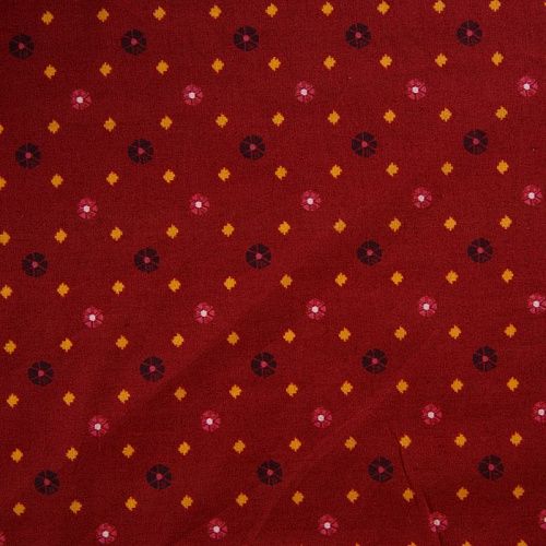 Хлопок 063-12209 кирпично-бордовый принтованный