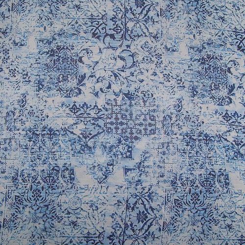 Шифон 068-17368 сине-голубой принтованный