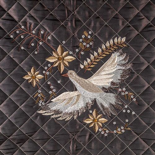 Ткань курточная с вышивкой К20-323 темный шоколад