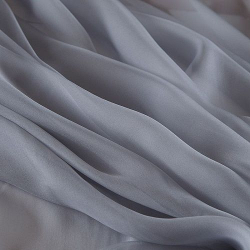 Шифон шелковый 068-16817 светло-серый однотонный