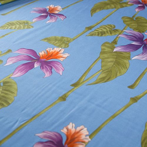 Шелк-батист 064-12377 пыльно-голубой принтованный