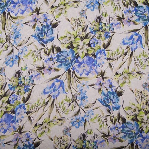 Шифон-жатка шелковый 068-19248 молочный принтованный