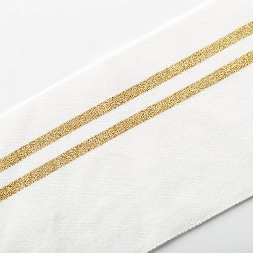 Подвяз трикотажный TBY 13х100 см с золотыми полосами MP02.5 молочный