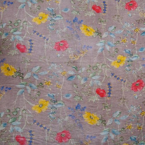 Штапель 069-13791 серо-розовый принтованный