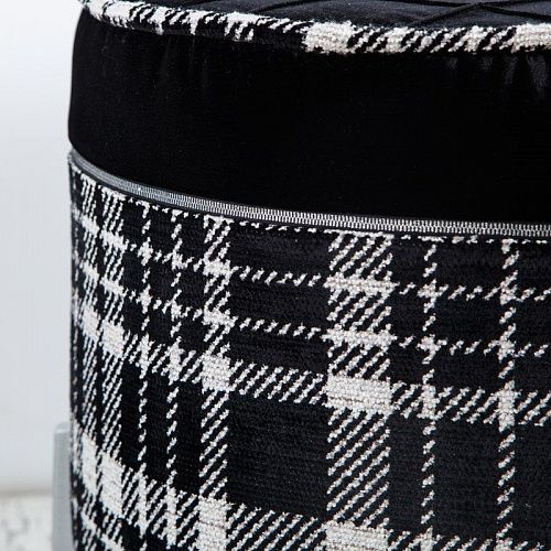 Пуф круглый D 57см  H 47 см черный бархат 521333 