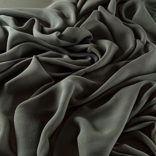 Креп-шифон 027-09818 зеленый хаки однотонный