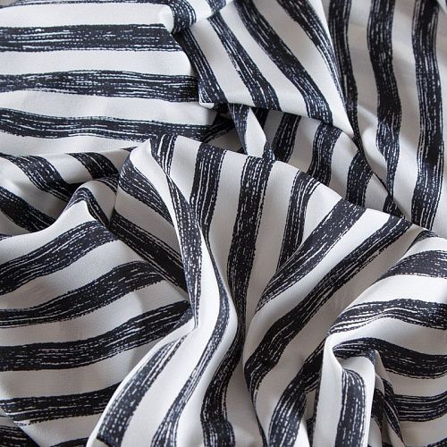 Крепдешин натуральный 028-12511 белый принтованный