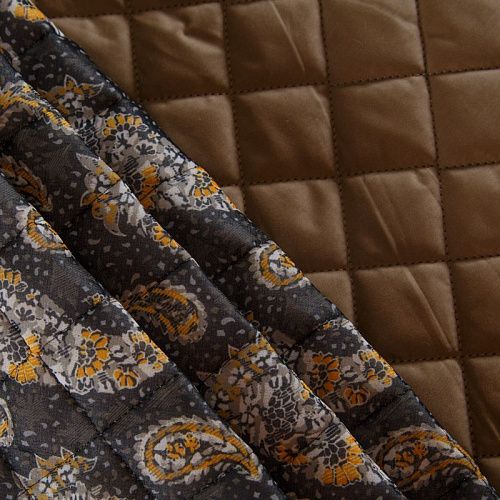 Ткань курточная 2-х сторонняя 033-14799 графитово-коричневый принтованный