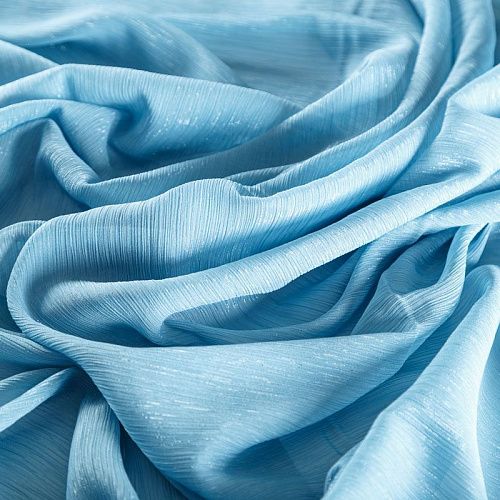 Шифон-жатка с люрексом 068-07216 серо-голубой однотонный