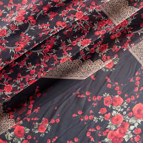 Шифон 068-01876 черный принтованный