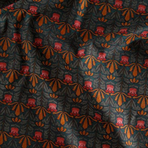 Хлопок стрейч 063-16534 хвойный зеленый принтованный