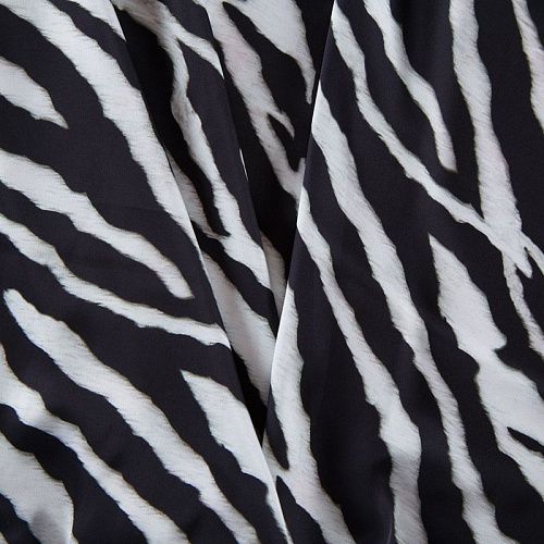 Шелк синтетический 065-13921 молочно-черный принтованный