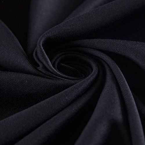 Трикотаж в рубчик 056-14518 черный однотонный