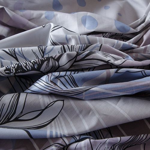 Сатин ш. 220 см 007-13368 бежево-голубой принтованный