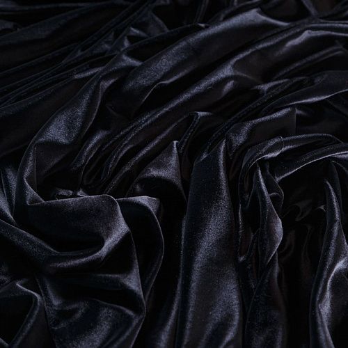 Бархат стрейч 002-09164 черный однотонный
