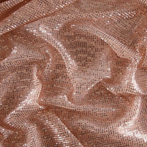 Пайетки на сетке плиссе 055-16376 розовое золото