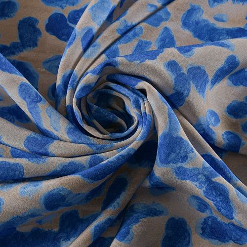 Крепдешин натуральный 028-11952 бежевый принтованный