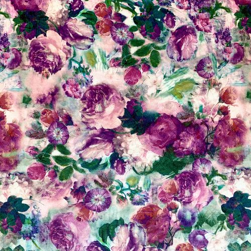 Лен натуральный К36-081 молочно-розовый принтованный