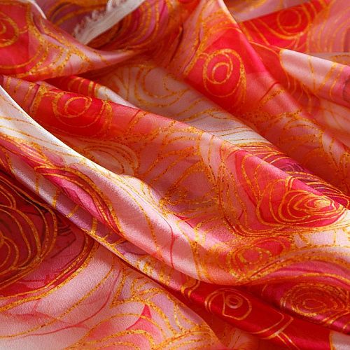 Шифон 068-17458 красный принтованный