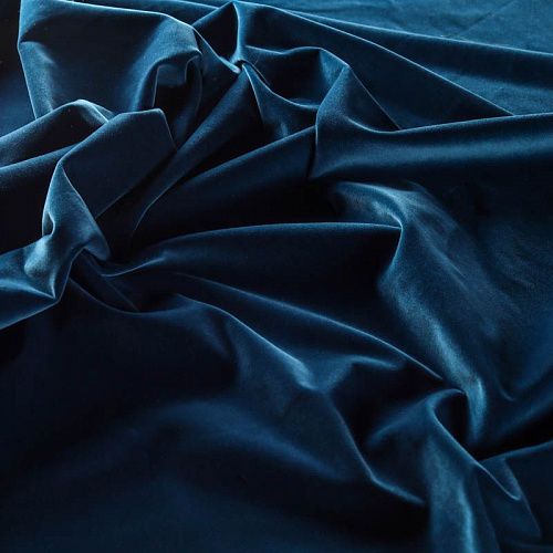 Бархат К26-281 океанский синий однотонный