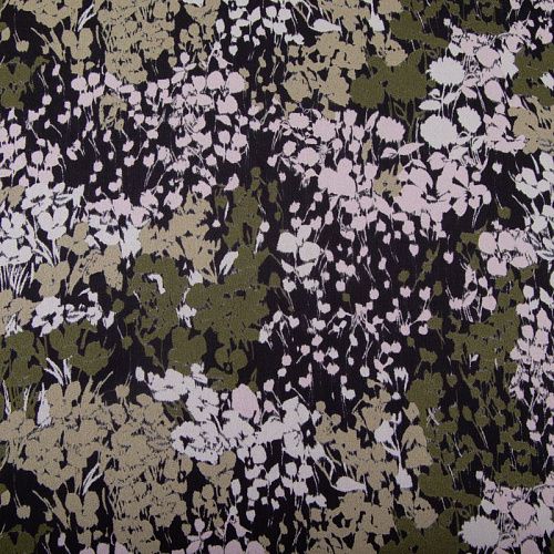 Креп-шифон шелковый 027-19852 хаки принтованный