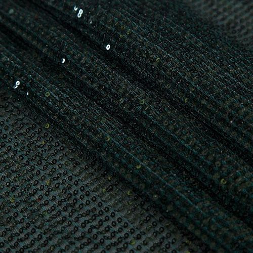 Пайетки на сетке плиссе 055-16382 бутылочный зеленый