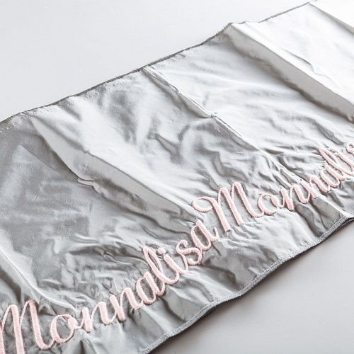 Тафта с вышивкой 051-02934 жемчужно-серый