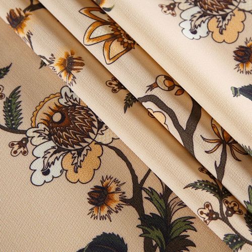 Шерсть плательная 066-12339 ванильный принтованный