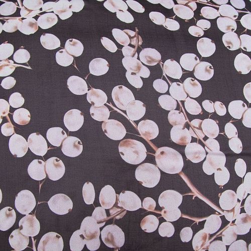 Шифон шелковый 068-20075 черный принтованный