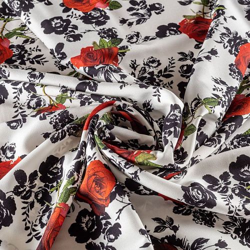 Шелк натуральный К13-036 белый принтованный