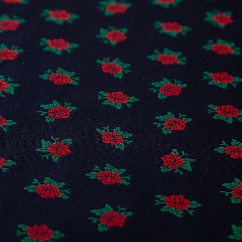 Шерсть костюмная с вышивкой 025-19634 темно-синий