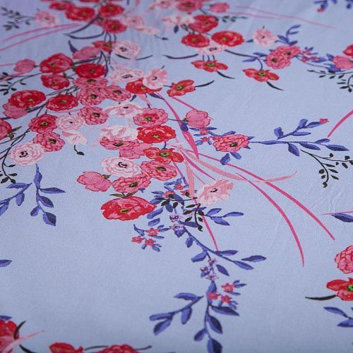 Поплин 063-19924 голубой принтованный